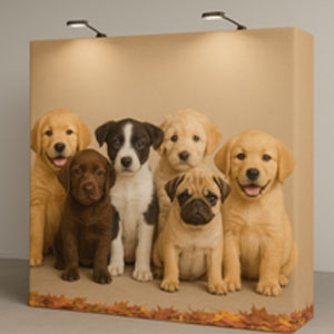Tension Fabric Pop-up Display with lights