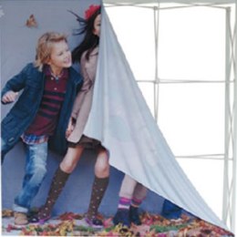Tension Fabric Pop-up Display corner peeled